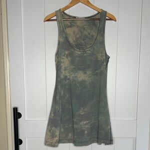Zara Green Tie Dye Scoop Neck Sleeveless Summer Mini Dress Size Small